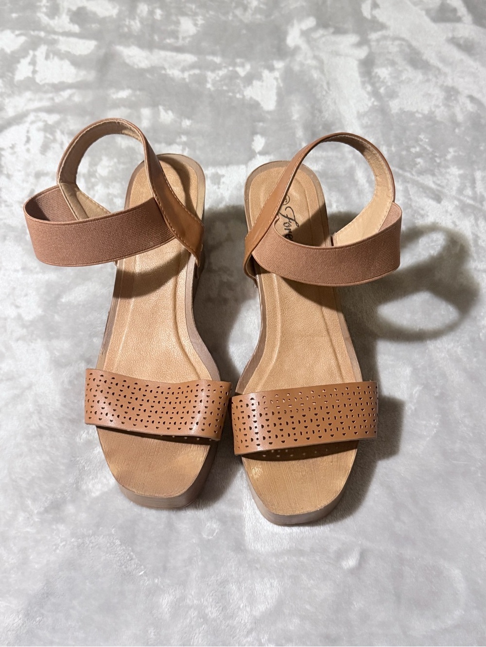 Forever 21 Tan Perforated Slingback Sandals